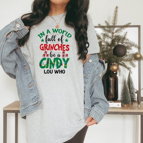 SimplyBeverly Tops - Be a Cindy Lou Who Grey T Shirt